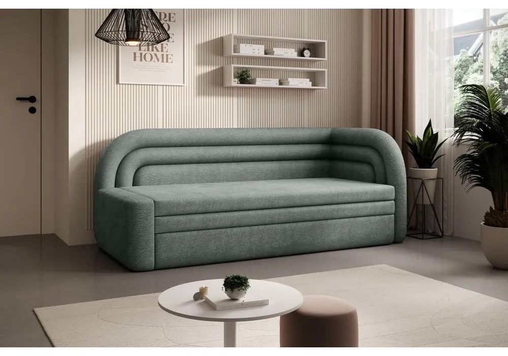 Canapea verde extensibilă/cu spațiu de depozitare cu tapițerie din chenille cu colț pe partea dreaptă 223 cm Fabillo – ELTAP