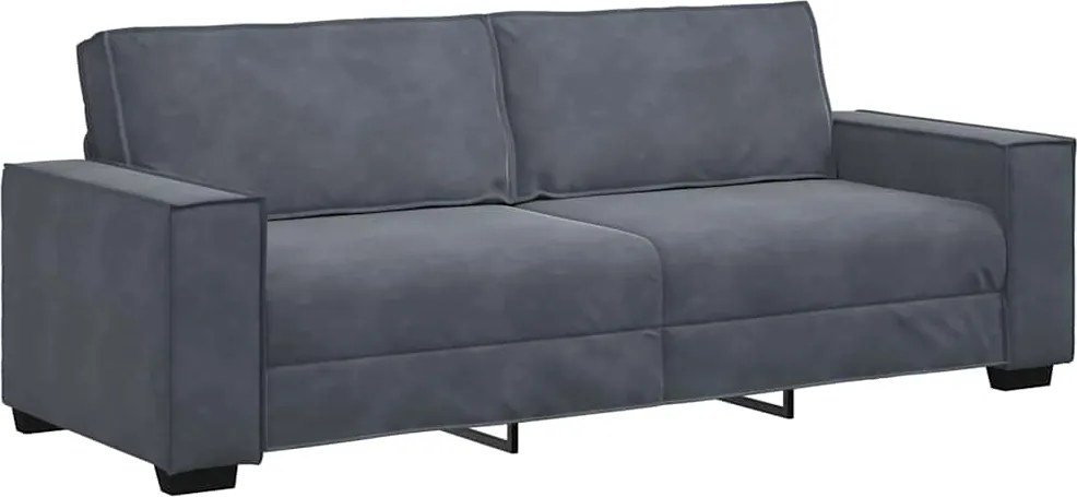 vidaXL Canapea cu 3 locuri, gri închis, 220x78x84 cm, material catifea