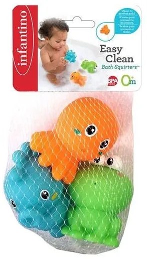 Jucarie de baie cu stropitoare Infantino Jungel Animals, sistem de curatare antimucegai