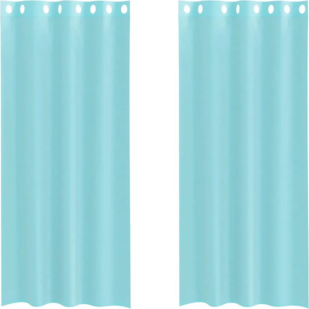 vidaXL Perdele Voile cu Oeje 2 buc Turcoaz
