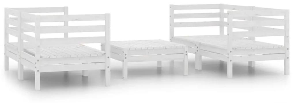 3082398 vidaXL Set mobilier de grădină, 5 piese, alb, lemn masiv de pin