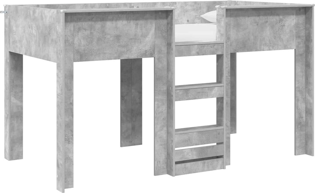 vidaXL Pat Etajat pentru Copii cu saltea Gri din beton 100 x 200 cm