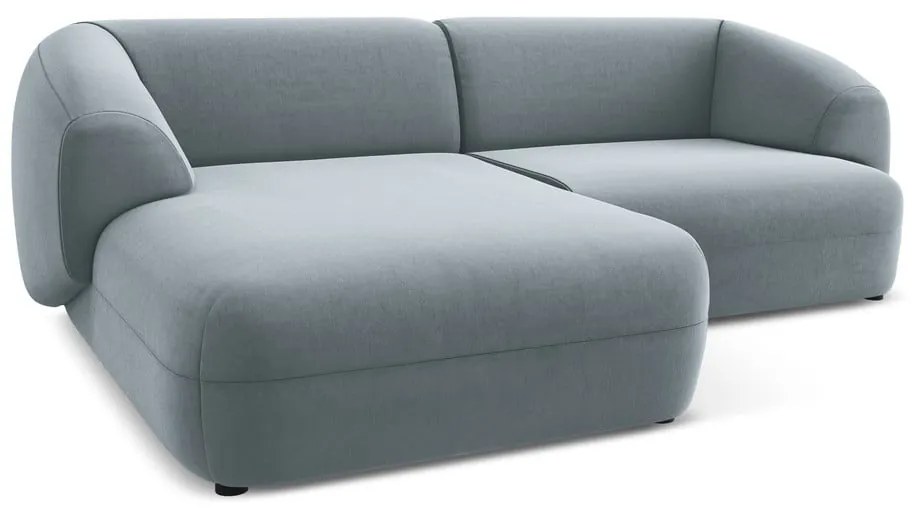 Colțar albastru deschis cu tapițerie din catifea (cu colț pe partea stângă) Moana – Makamii