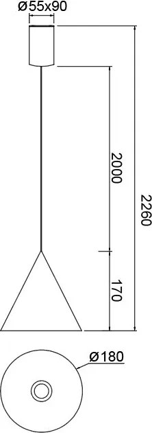 Pendul LED stil minimalist CONO D-18cm negru