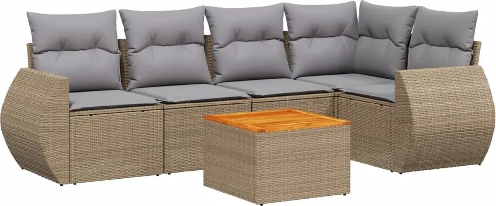 vidaXL Set canapele de grădină cu perne, 6 piese, bej, poliratan