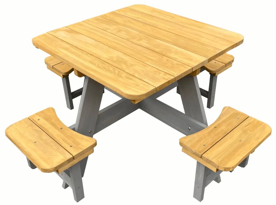 Set mobilier de grădină pentru copii, realizat din lemn, maro / gri, PIKIO
