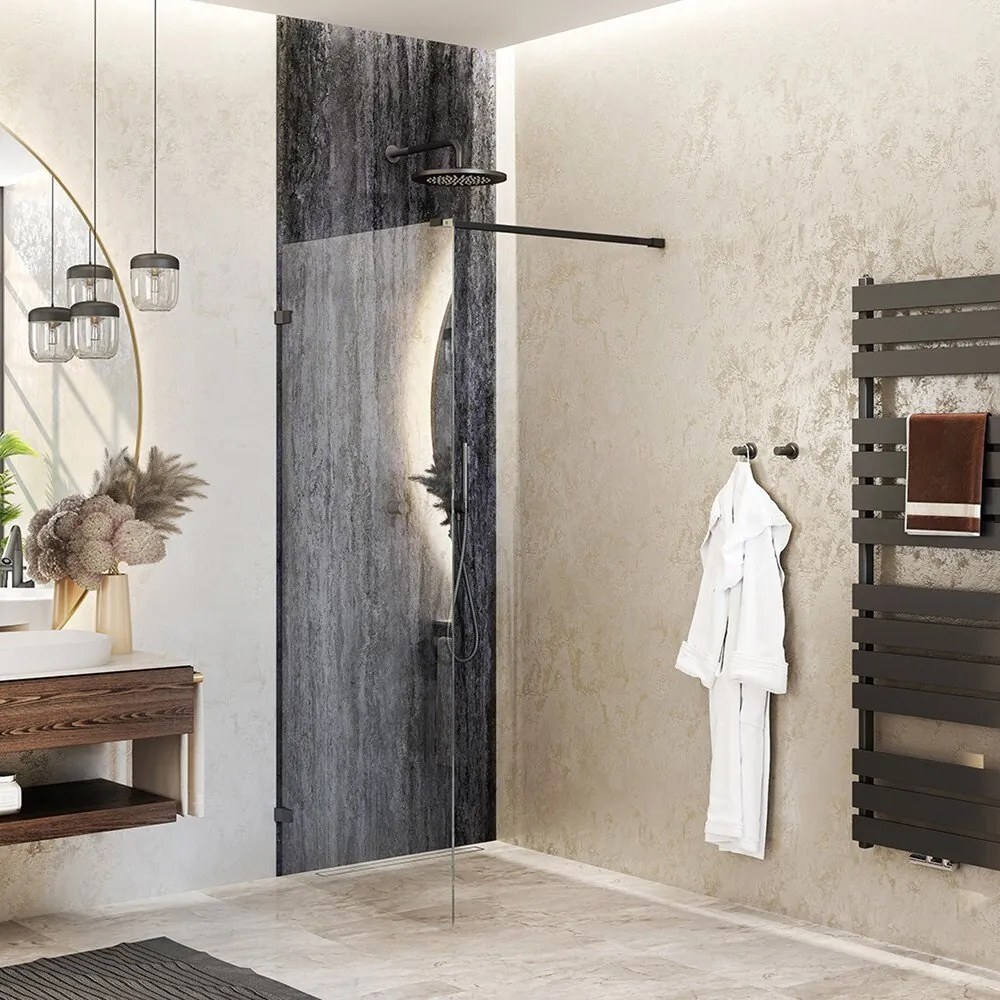 Paravan de dus tip Walk-in Roth Melina 80x200 cm profil negru