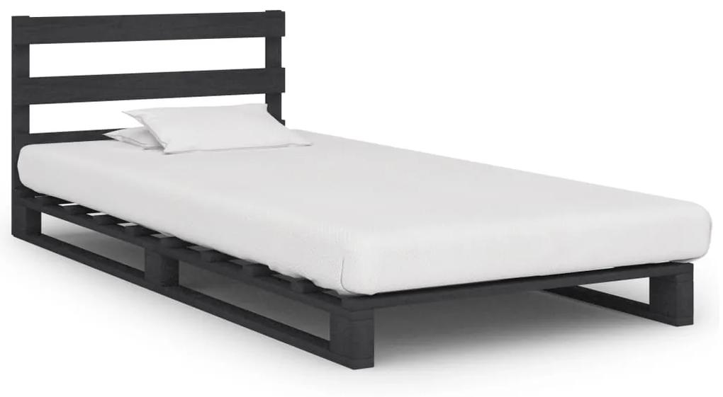 285256 vidaXL Cadru de pat din paleți, gri, 100 x 200 cm, lemn masiv de pin