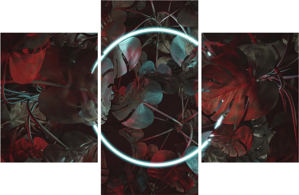 Tablou - Cerc de neon între palmieri (90x60 cm)