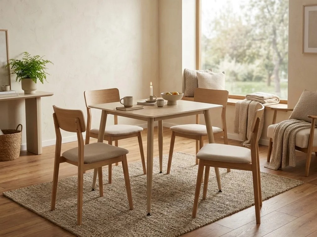 Masa de dining patrata ZURELI 80 x 80 cm, travertin/casmir