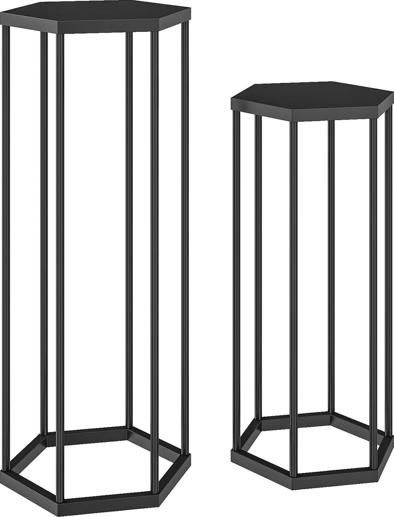 Outsunny set de 2 suporturi pentru plante pentru interior și exterior, suporturi hexagonale din metal pentru ghivece pentru grădină, terasă, balcon | Aosom Romania