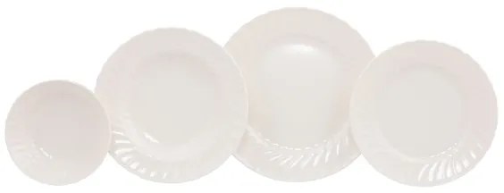Set de masă, 24 piese, porțelan, alb