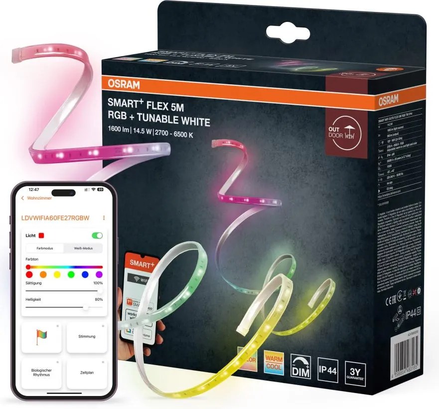 Osram - bandă LED RGB dimmabilă pentru exterior SMART+ FLEX FLEX 5m LED/14,5W/230V IP44 Wi-Fi