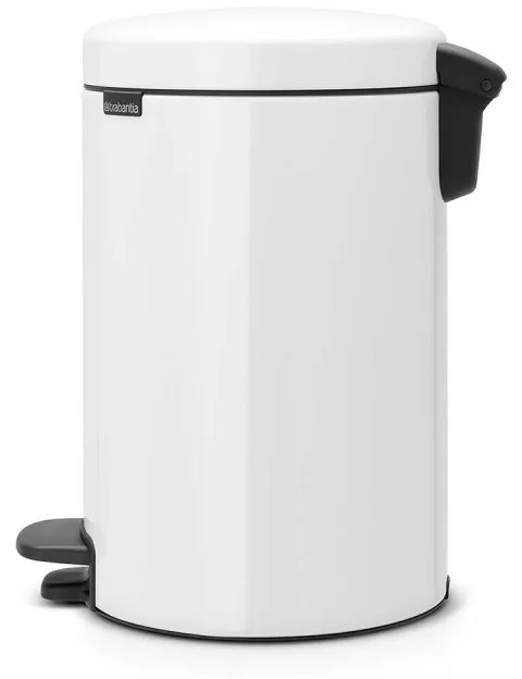 Cos pentru gunoi cu pedala Brabantia NewIcon 649032, 12 L, Inchidere usoara, Baza antiderapanta, Găleată interioară metalică, Alb