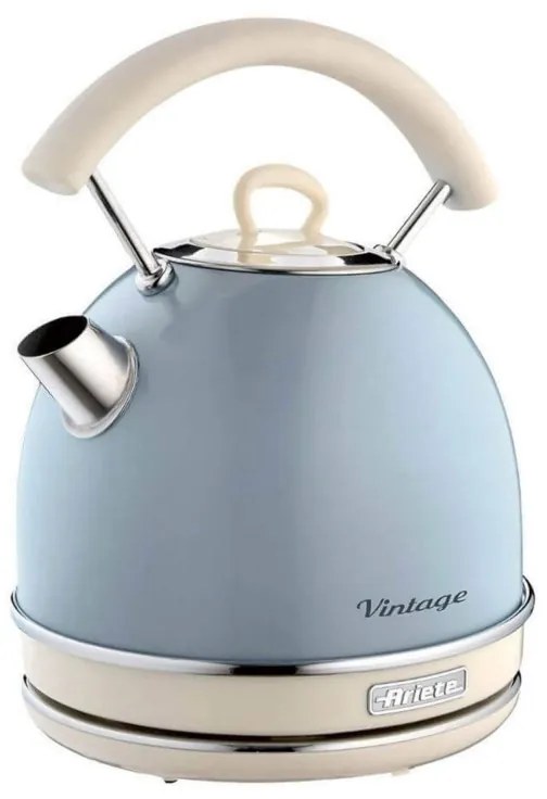 Ceainic electric Ariete VINTAGE 2877/05, 2000W, 1.7 L, Corp din otel, Suprafata rece, Baza 360°, Albastru