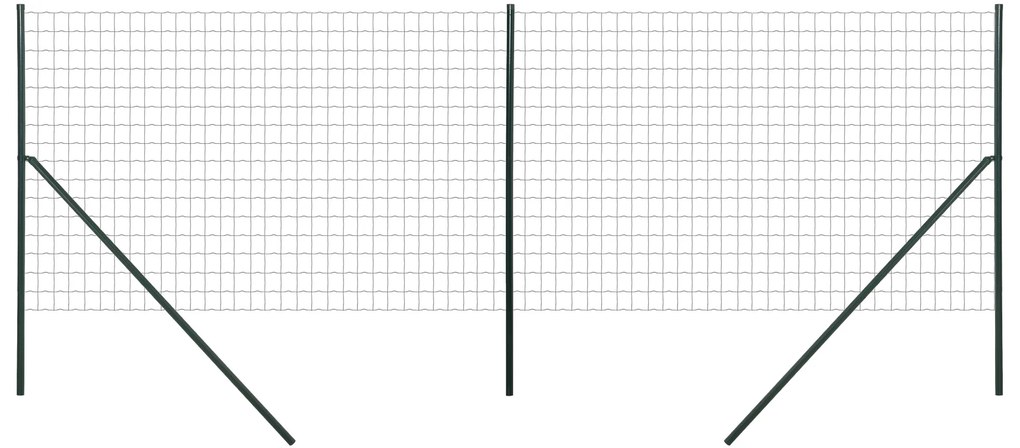 Outsunny Sârmă Sudată pentru Gard - Plasă 7,3L x 6,3l cm - Înălțime 2 m - Lungime 10 m - Stâlpi, Picioare de Forță Incluse - Oțel cu Acoperire din PVC Verde | Aosom Romania