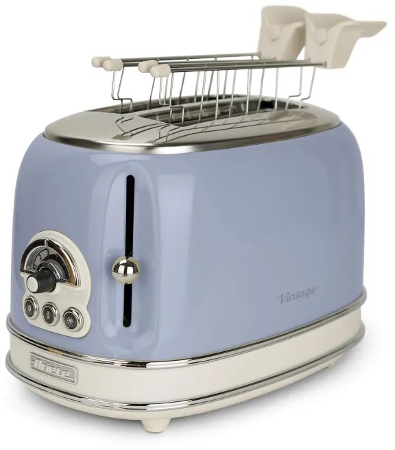 Prajitor de paine Ariete VINTAGE 0155/05, 810W, 2 felii, 3 functii, 6 trepte, Tava firimituri detasabila, Albastru