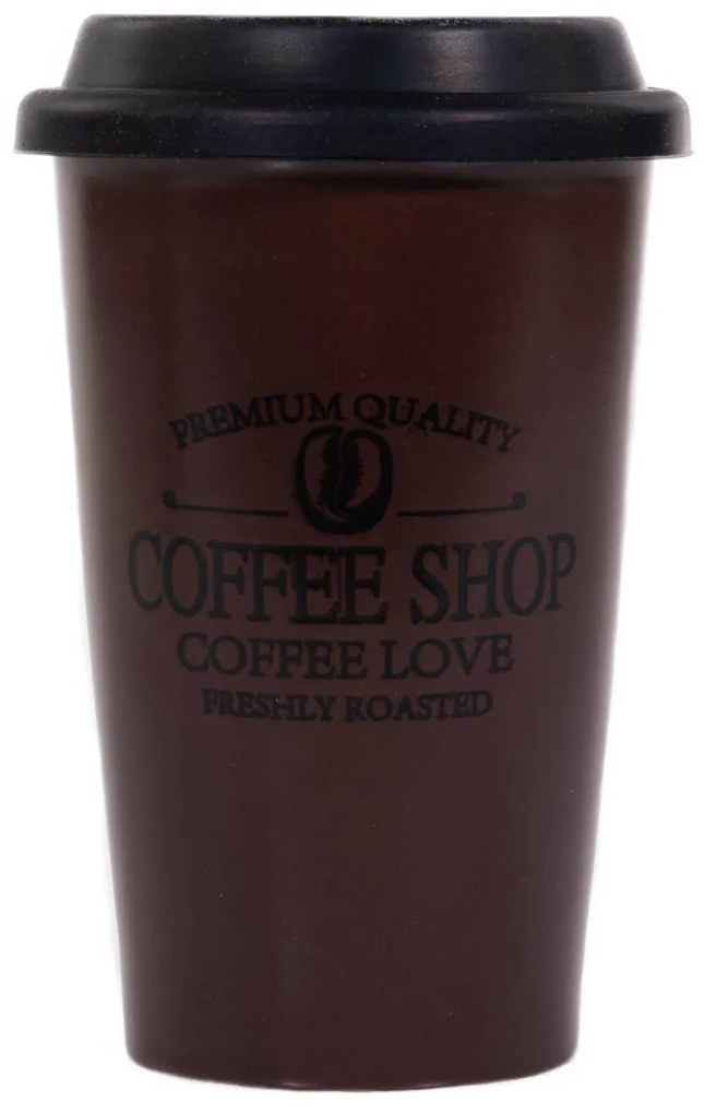 Cana de cafea COFFEE SHOP pentru masina, capac din silicon, 440 ml