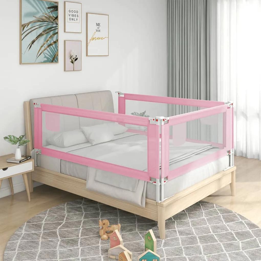 Balustrada de protectie pat copii, roz, 140x25 cm, textil 1, Roz, 140 x 25 cm