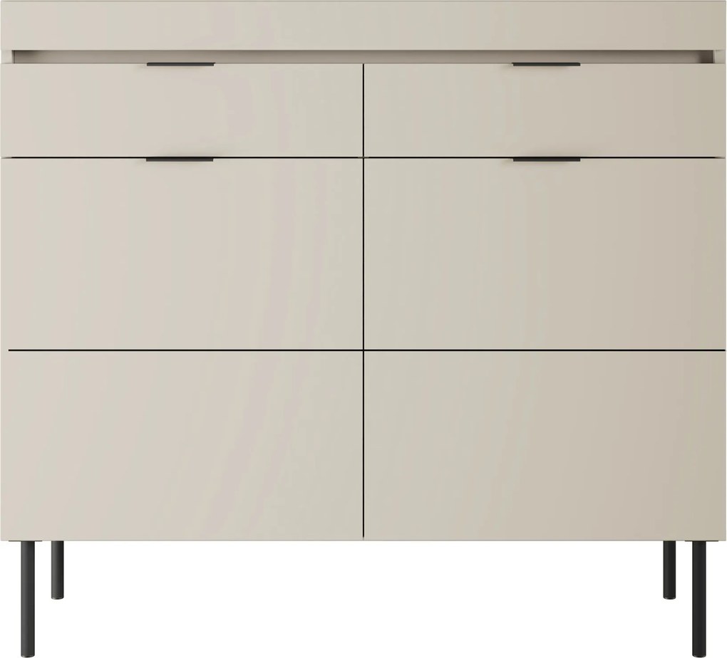 Comodă cu două uși Sentia 105 cm cu două sertare - cașmir / negru