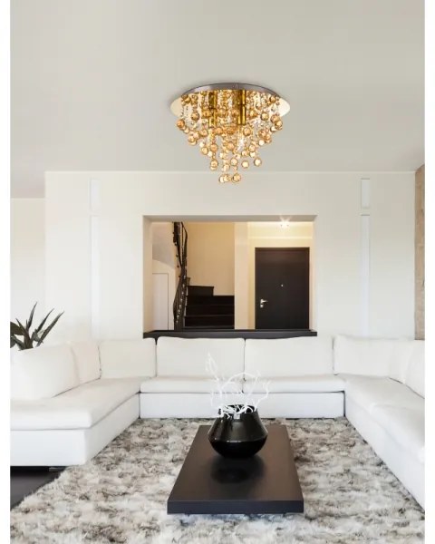 Plafonieră Globo 63040345X LONDON 3xE14/40W/230V d. 38 cm auriu