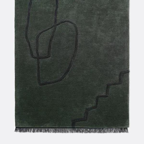 Covor DESERT RUFTED Verde - Lana Verde Inaltime(200 cm) x latime(140 cm)