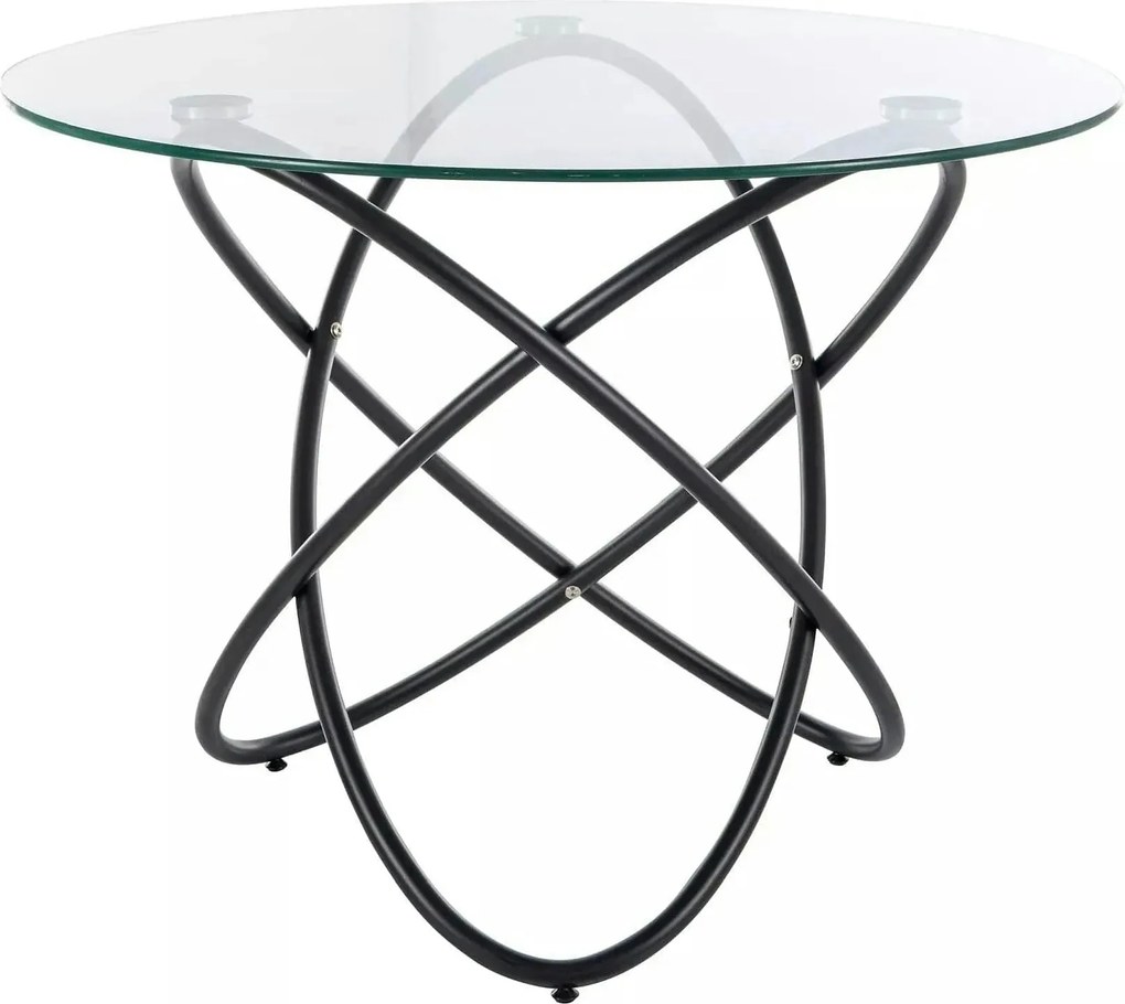 Masa ORBIT, transparent/negru, sticla/metal, 100x75 cm