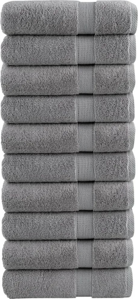 vidaXL Prosoape de baie premium, SOLUND 10 buc gri 100x150cm 600gsm