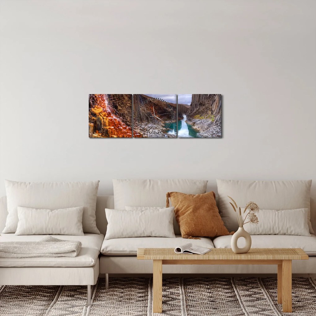 Tablou - Canionul Studlagil (cu ceas) (90x30 cm)