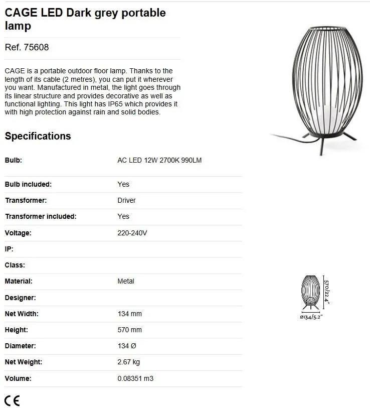 Lampa de podea LED iluminat exterior decorativ IP65 CAGE