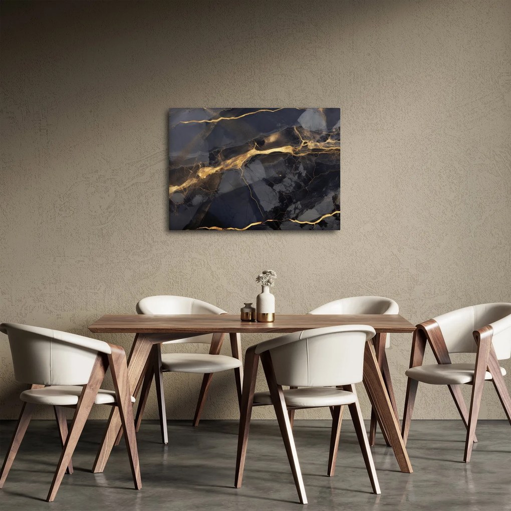 Tablou - Negru - decor auriu (70x50 cm)