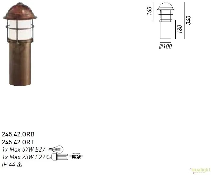 Stalp de exterior, inaltime 34cm cu protectie IP44, Garden 245.42.OR