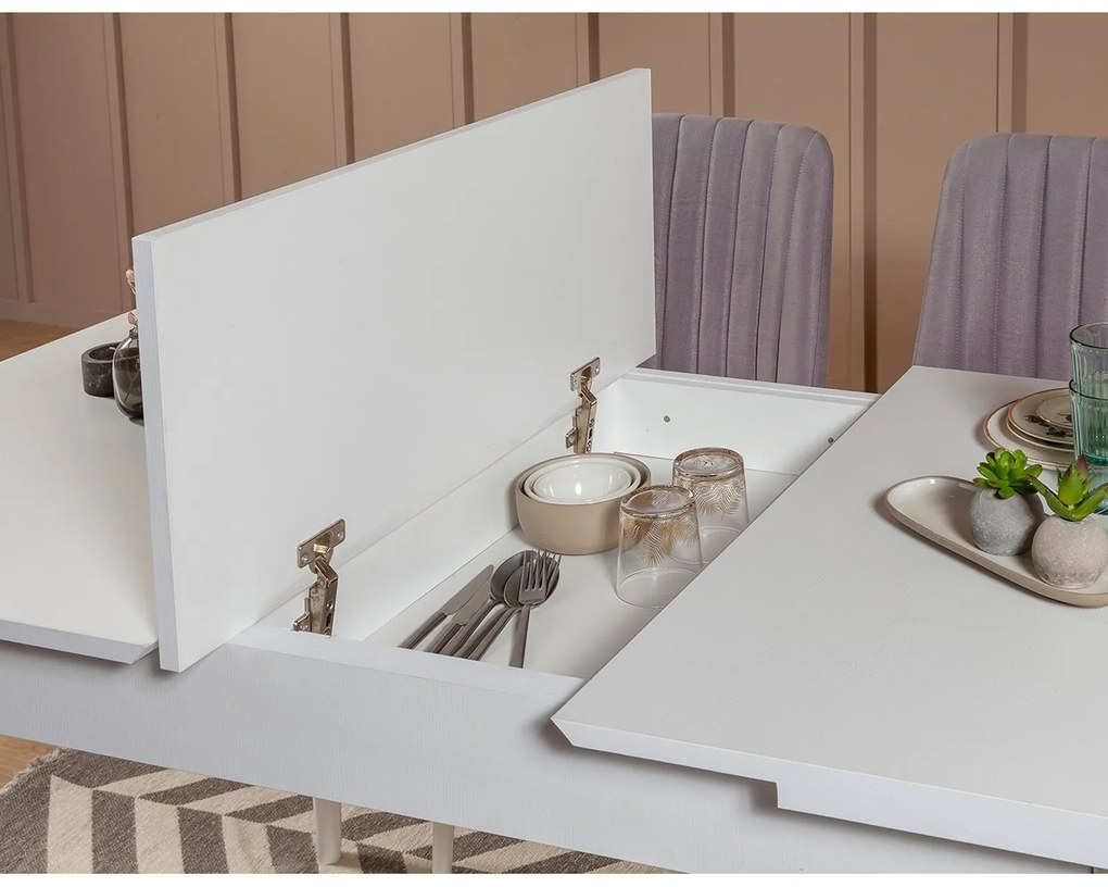 Set mobilier sufragerie Vlasta 2 (alb + gri) (pentru 6 persoane). 1073085