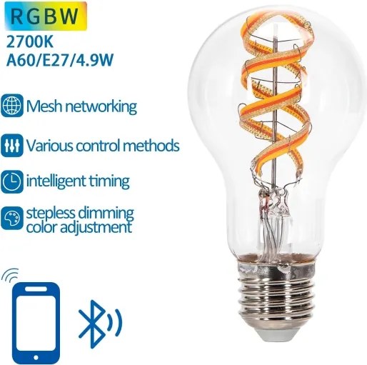 Bec LED RGBW Aigostar FILAMENT A60 E27/4,9W/230V 2700K