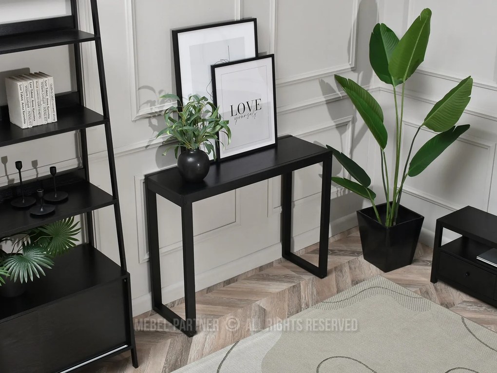 Măsuță consolă Ines (lemn negru + negru). Promo -10%. 1110809