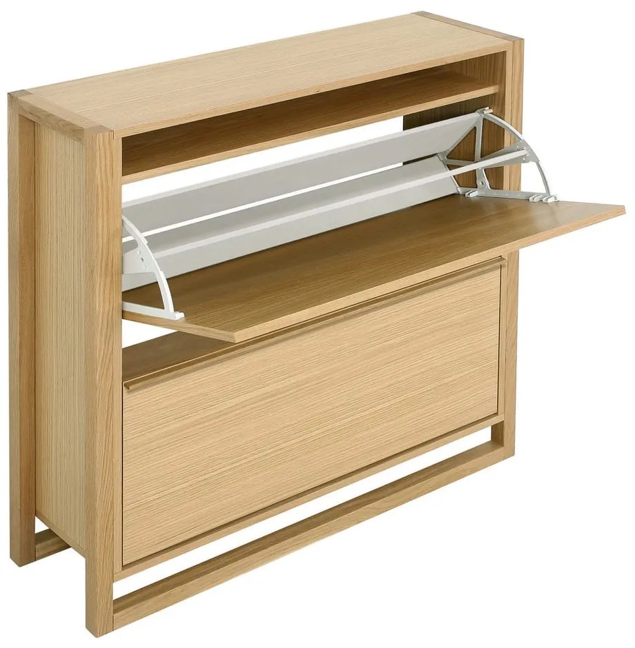 Pantofar în culoare naturală cu deschidere înclinată cu aspect de lemn de stejar NewEst – Woodman