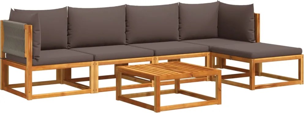 vidaXL Set canapele de grădină cu 6 piese, lemn de salcâm și frânghie