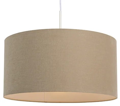 Lampă suspendată rustică albă cu abajur maro deschis 50cm - Combi