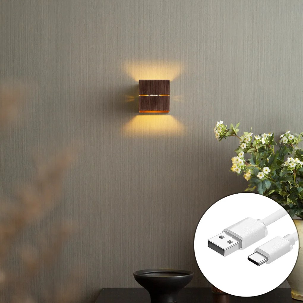 Lampă de perete modernă bronz închis incl. LED și dimmer tactil reîncărcabilă - Joris Groove