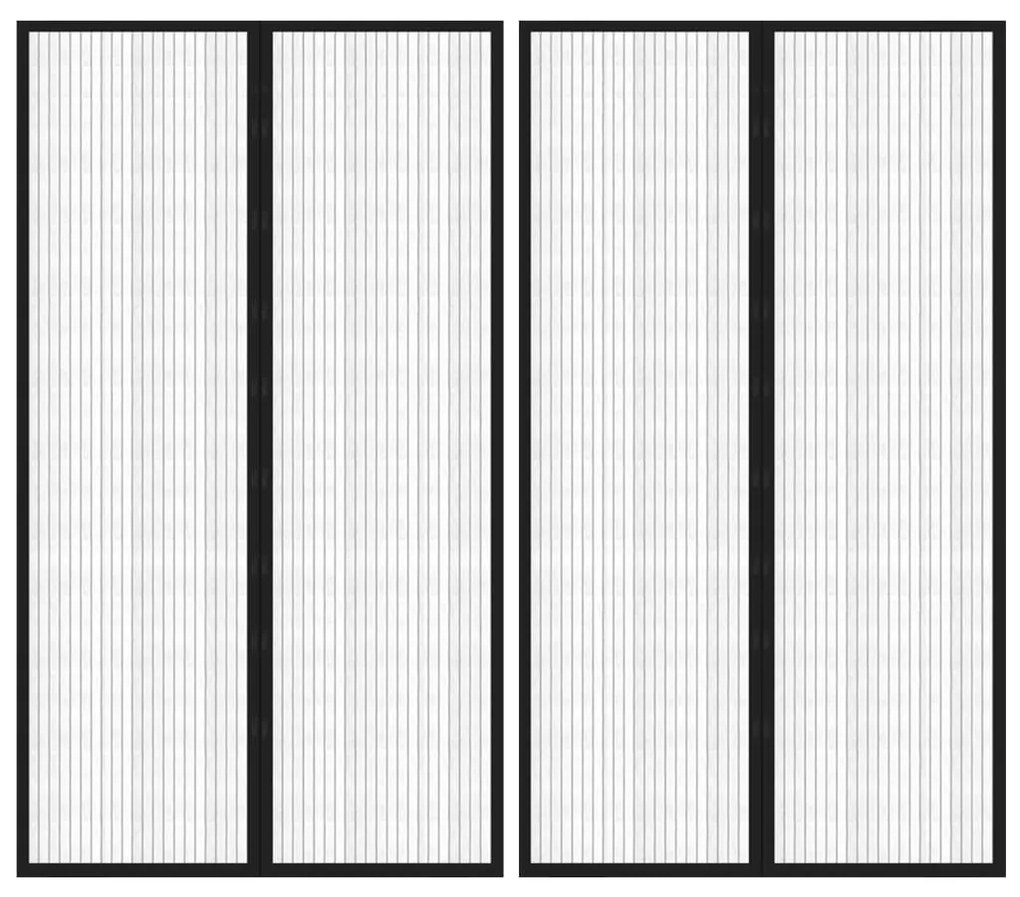 vidaXL Perdele de ușă anti-insecte cu magnet, 2 buc., negru, 200x80 cm