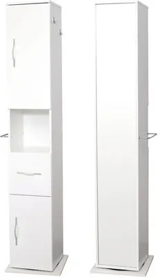 Coloană rotativă Simona, 2 uși 1 sertar, PAL, 39x190 cm, alb