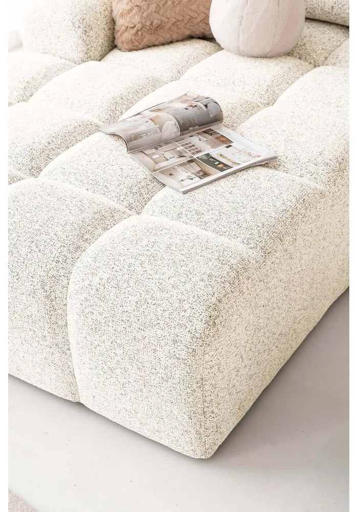 Colțar modular crem extensibil/cu spațiu de depozitare (cu colț pe partea stângă) Lulu – Miuform