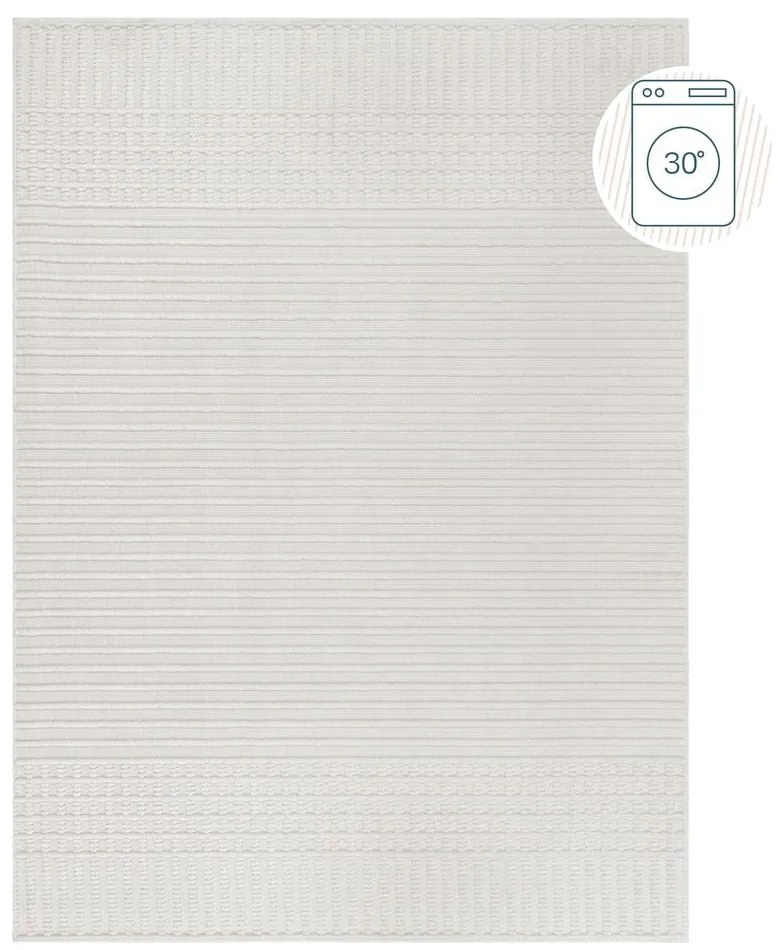 Covor alb lavabil din janilie 80x160 cm Elton – Flair Rugs