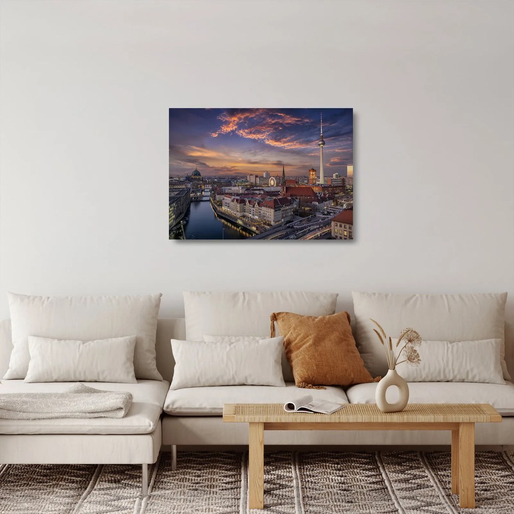 Tablou pe sticlă - Apus de soare în Berlin (70x50 cm)