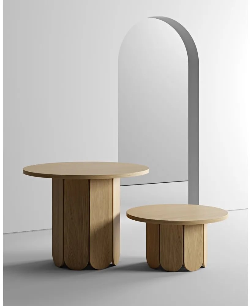 Măsuță de cafea în culoare naturală rotundă cu blat cu aspect de lemn de stejar 78x78 cm Soft – Woodman