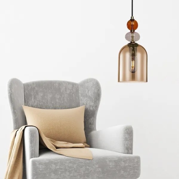 Lustră suspendată pe cablu TROPEA 1xE27/15W/230V negru/roșu fumuriu/bej