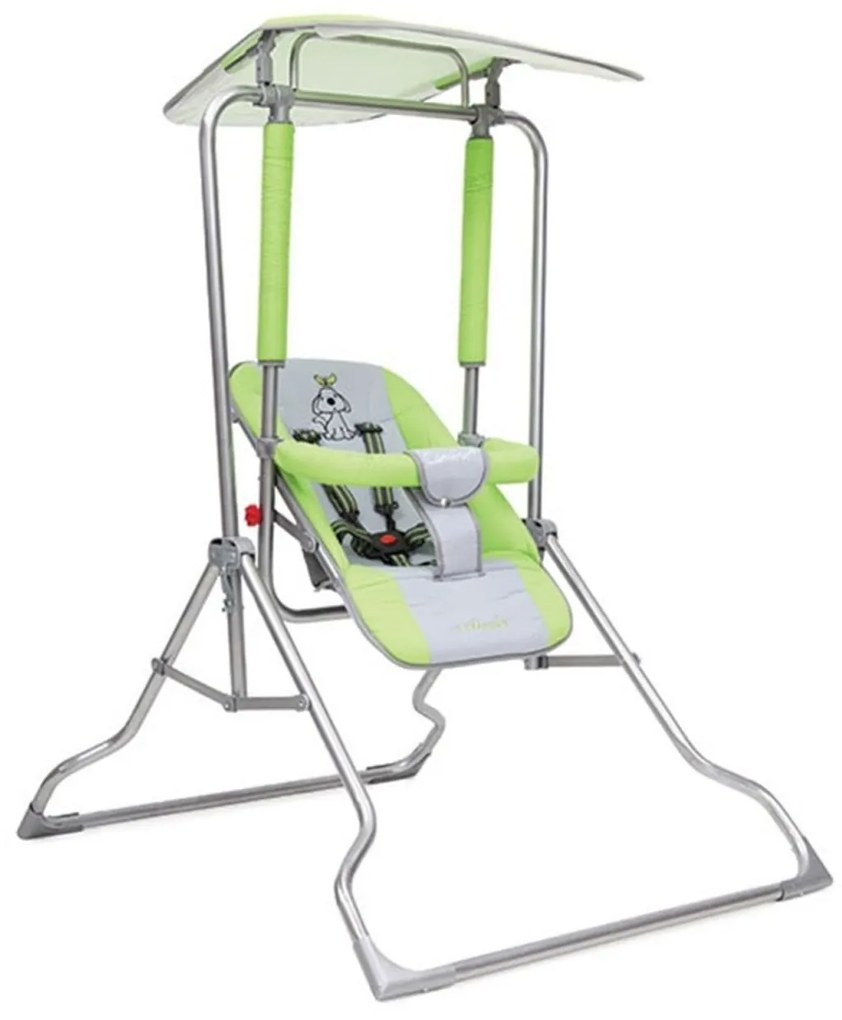 Leagan copii si bebelusi pentru interior si exterior Novokids™ Garden Swing, cadru metalic, 0+ ani, sezut reglabil in 3 trepte, pozitie somn, centura