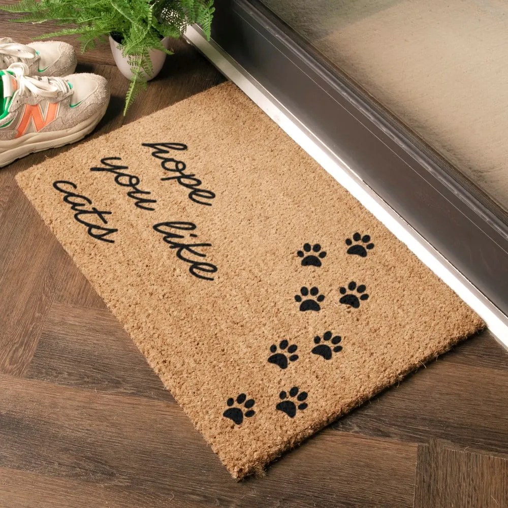 Covoraș de intrare din fibre de nucă de cocos 40x60 cm Hope You Like Cats – Artsy Doormats