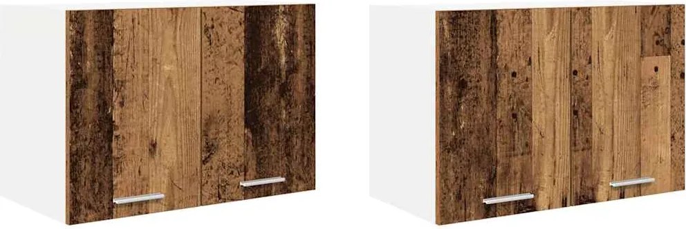 vidaXL Dulap suspendat cu ușă 2 pcs Lemn vechi și Alb 60 x 31 x 40 cm