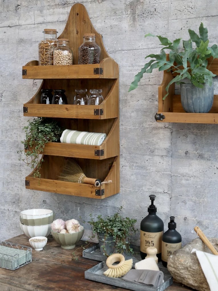 Etajera din lemn, cu 4 rafturi, aspect rustic